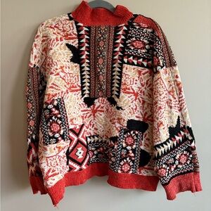 Patchwork Knit Sweater | Size M | Oversized Boho
